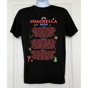 Official 2022 COACHELLA Sunshine LINEUP‎ Black T-Shirt Sz L Music Festival Merch